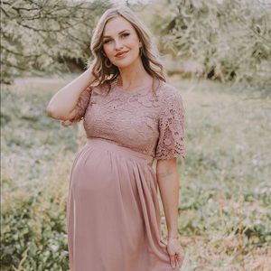 Wren & Ivory Lace Gown Mauve Maternity Friendly
